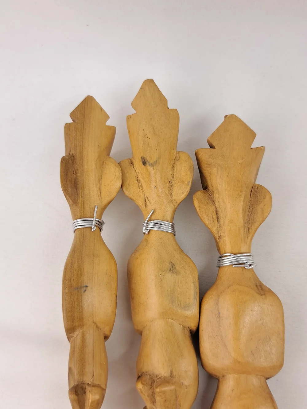 Hand-Carved Wooden Salad Servers Set - Natural Brown